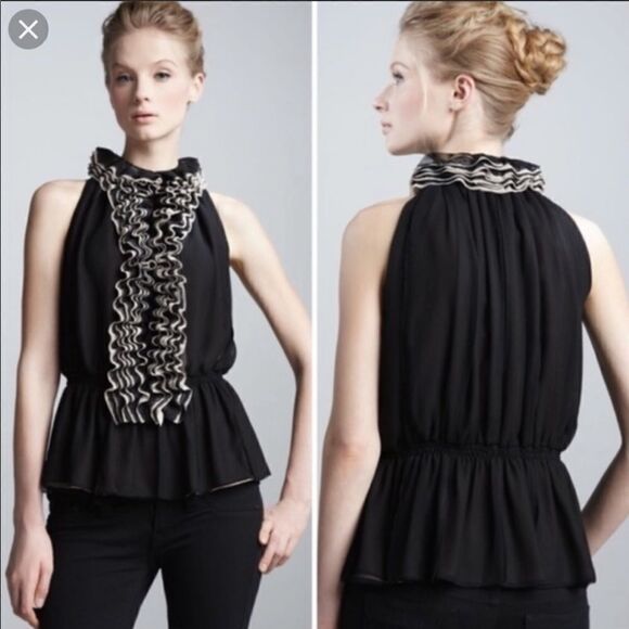 NWT Robert Rodriguez Neiman Marcus ruffled Top XS - Picture 1 of 13